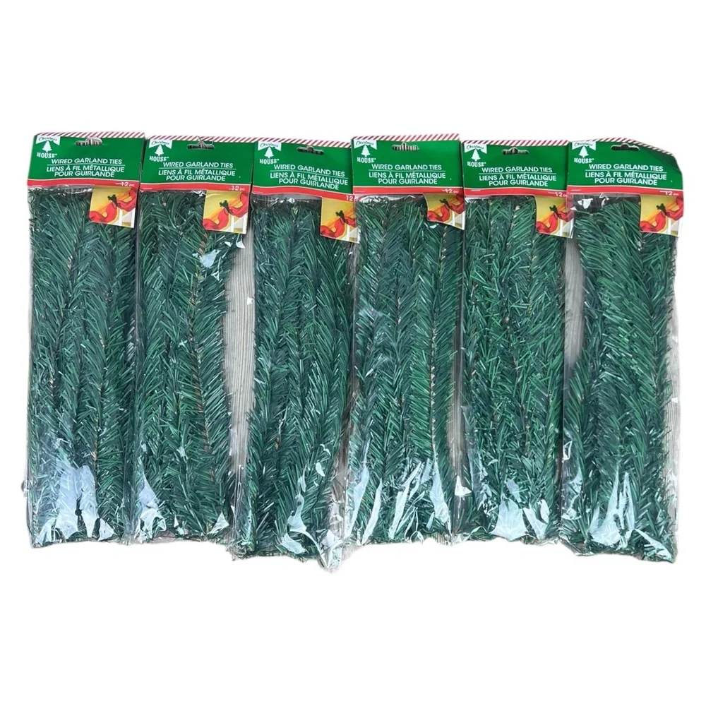 Wired Garland Ties Flexible Swags 12” GREEN 12 Ties Lot Of 6 Packs 72 Ties!